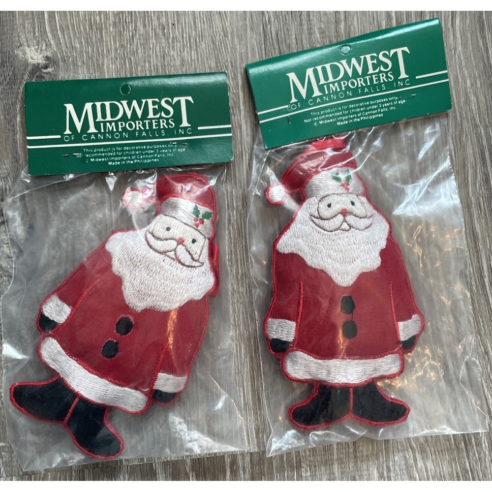Midwest Importers Of Cannon Falls Santa Clause Vintage Soft Plush Ornament Lot 2